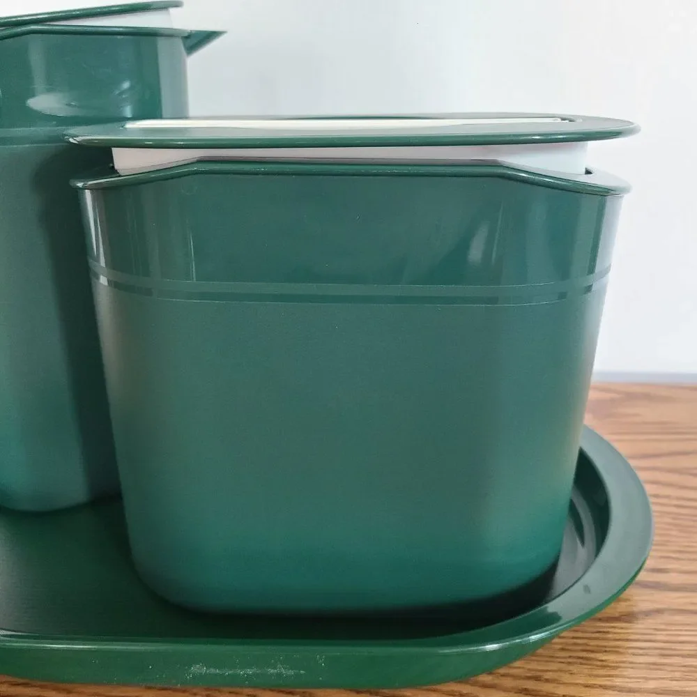 Tupperware 6-Pc Preludio Slim Ice Bucket w/Tongs Pitcher and Serving Tray VTG